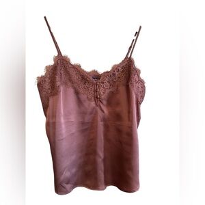 Abercrombie Dusty Pink/ terra-cotta  Lace Trim Satin Cami